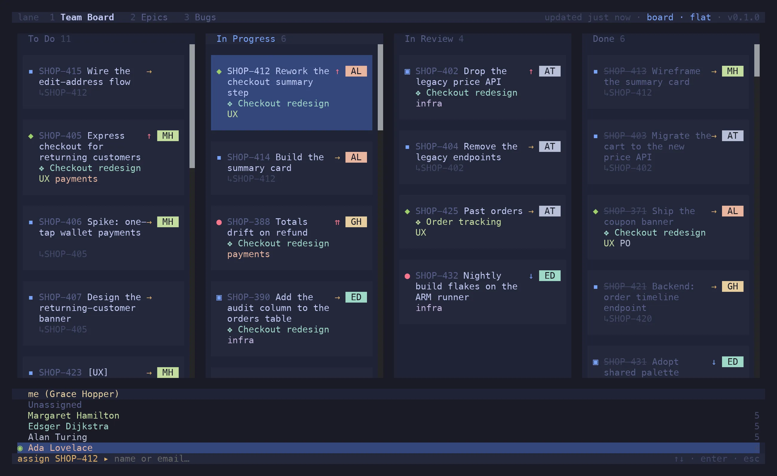 The assign picker