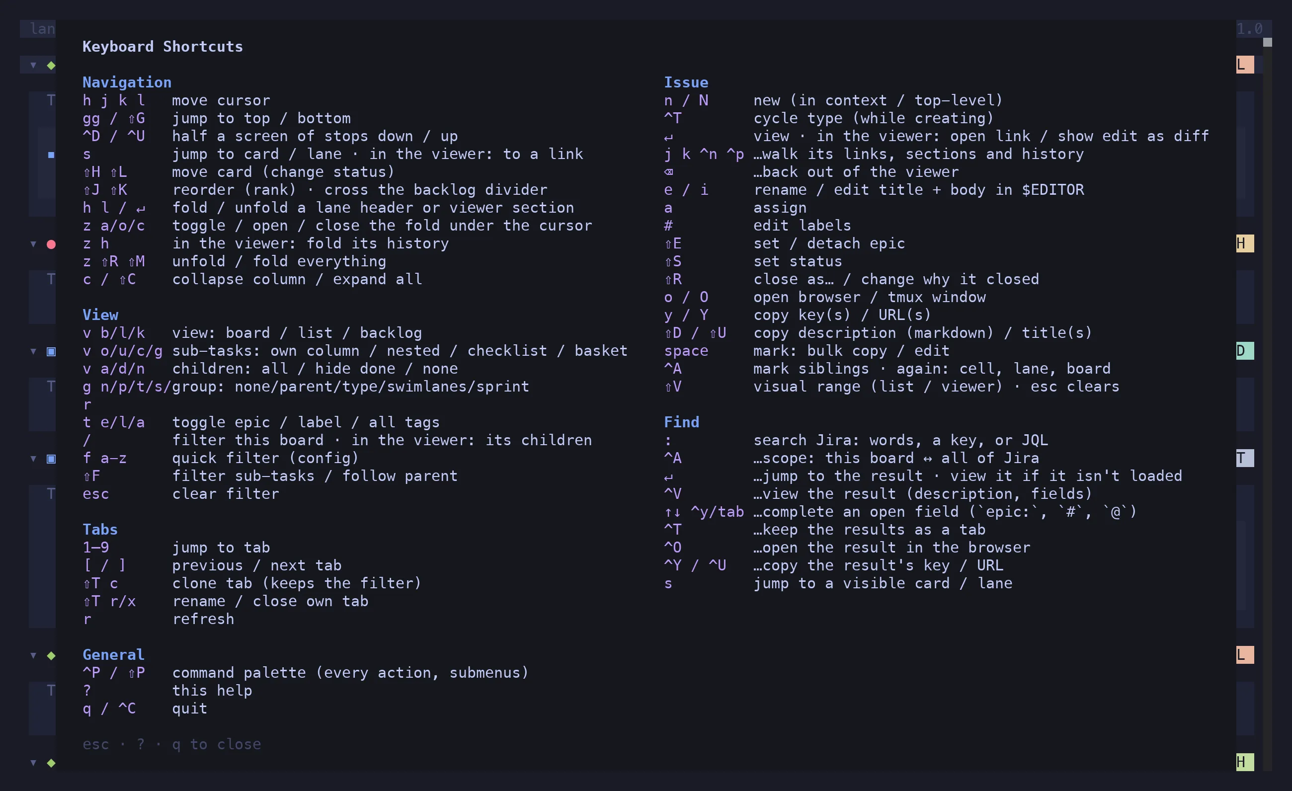 The shortcut dialog