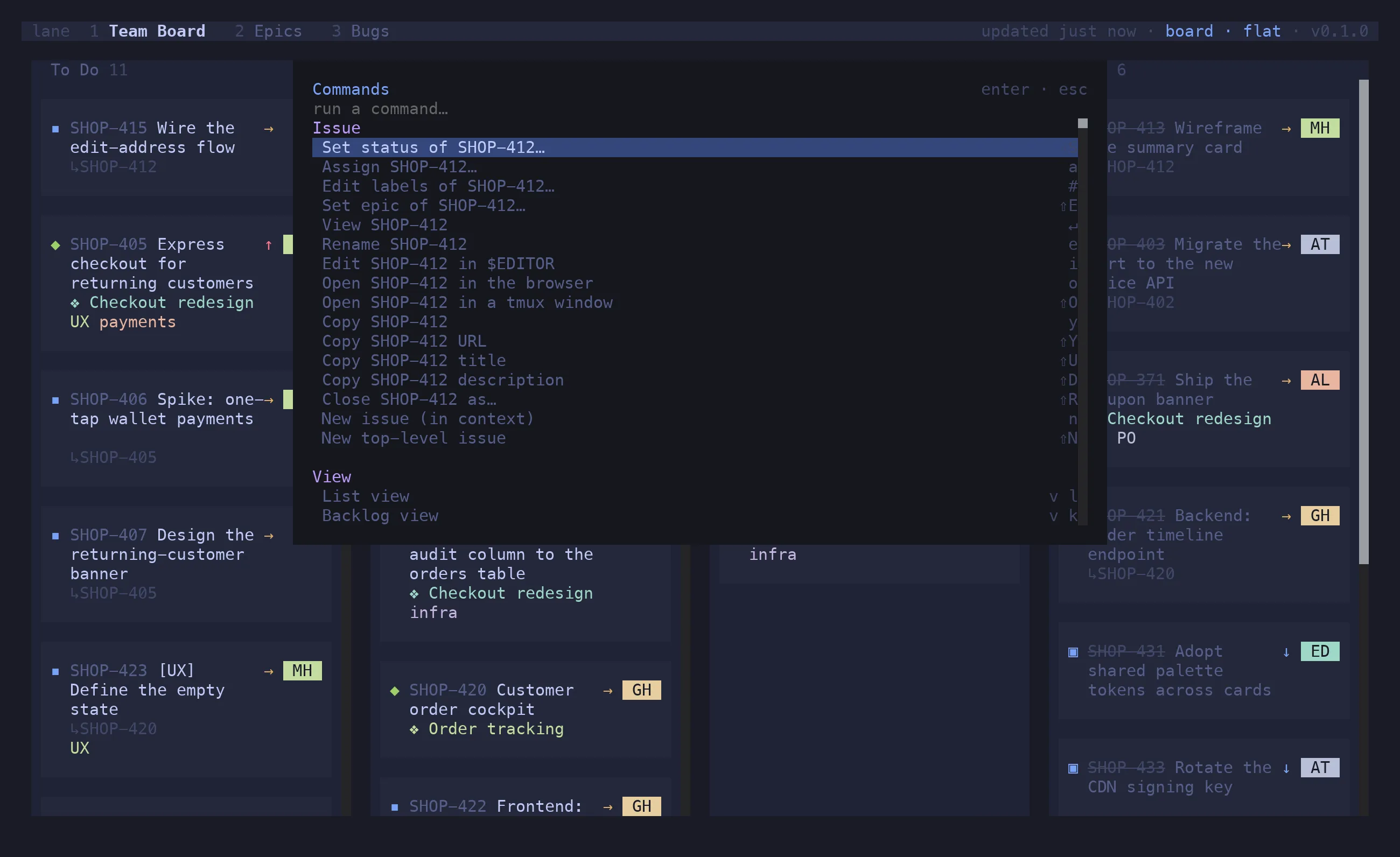 The command palette