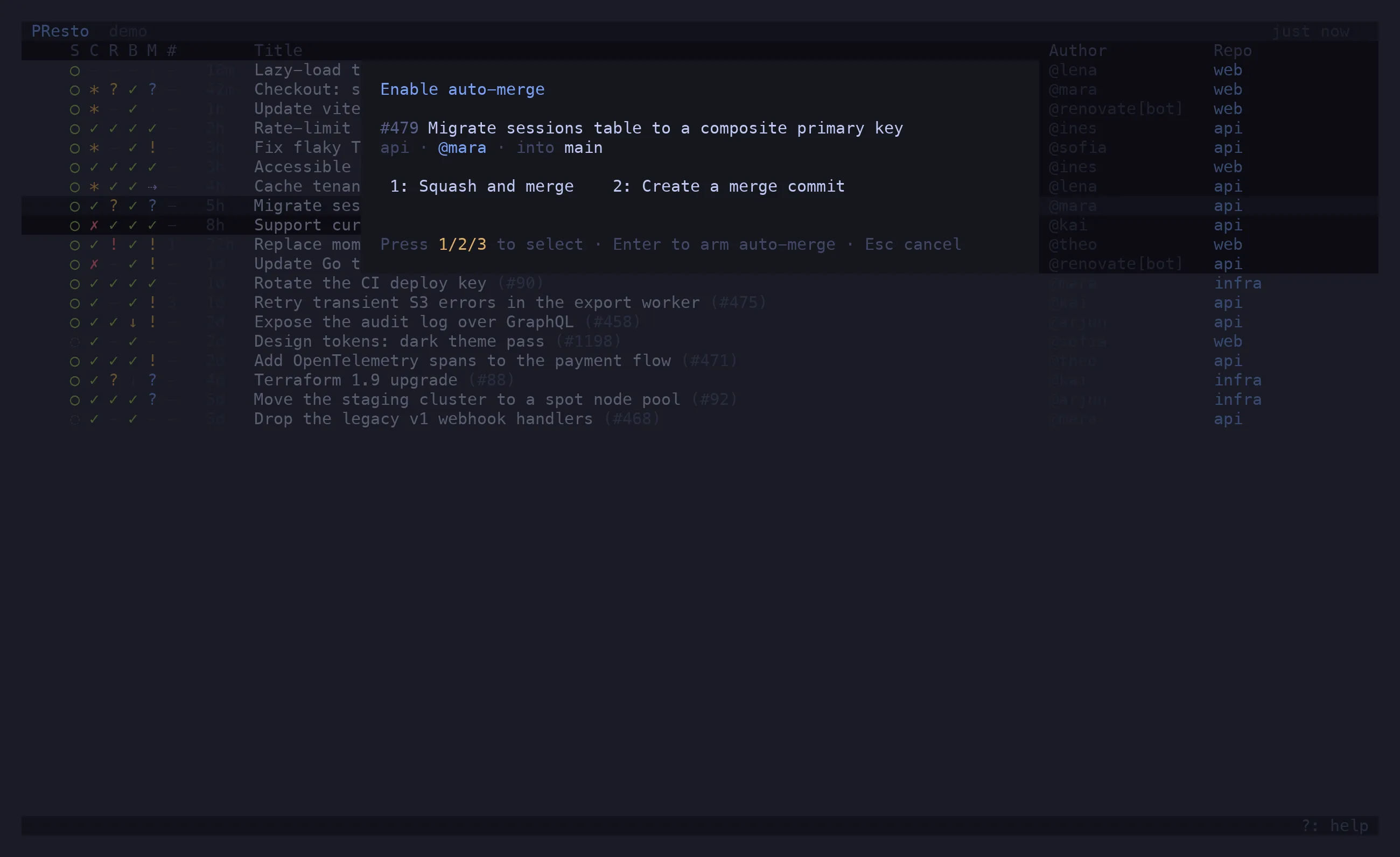 The auto-merge dialog