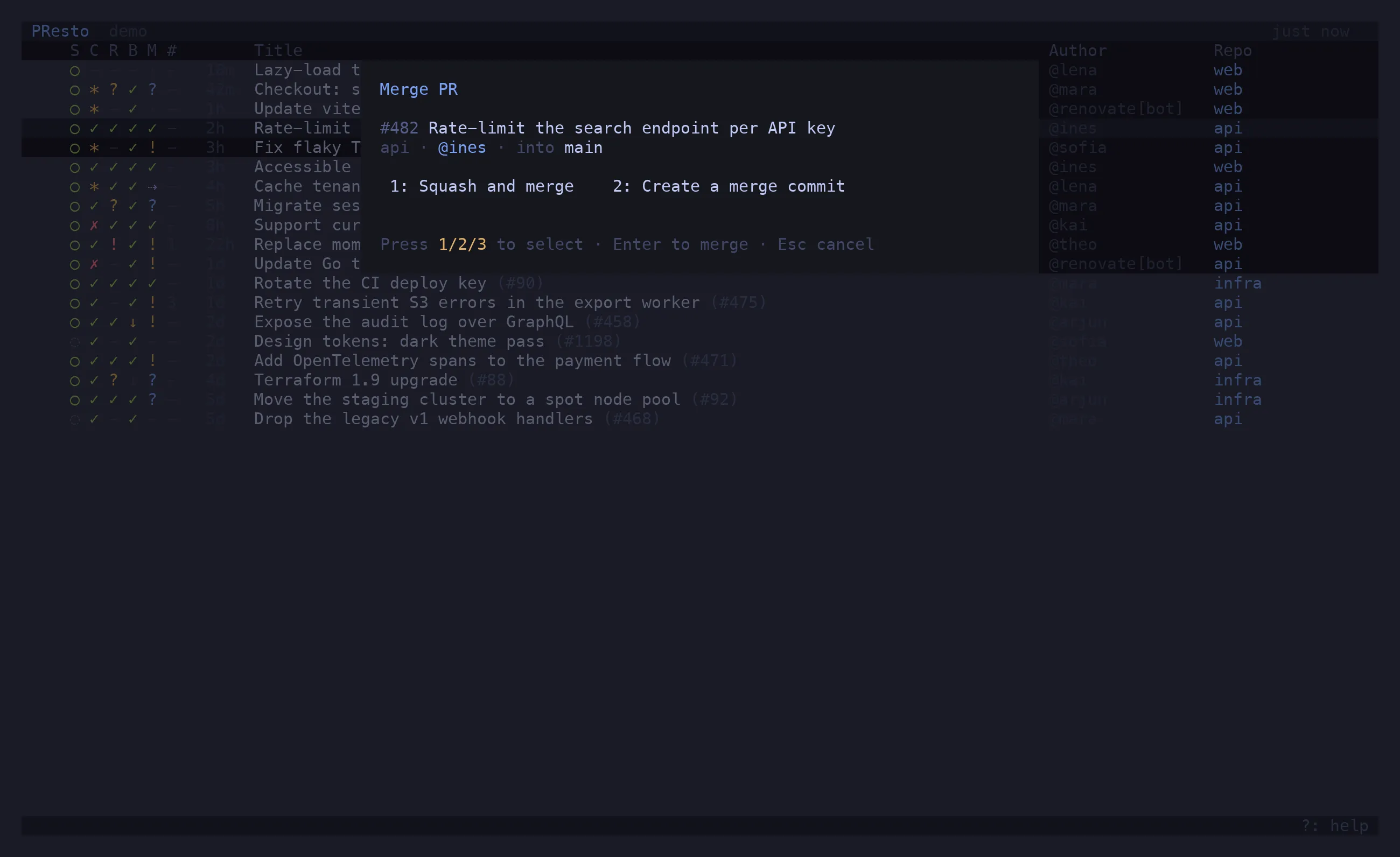 The merge dialog