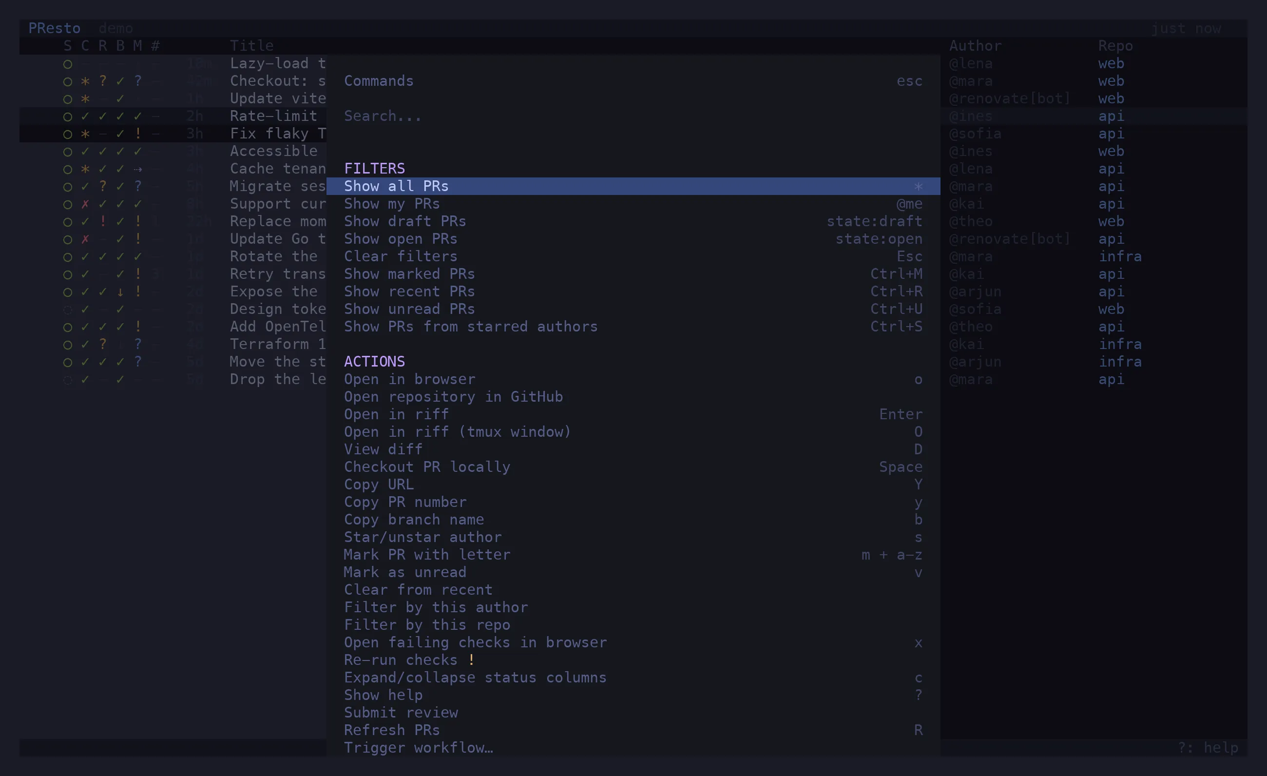 The command palette