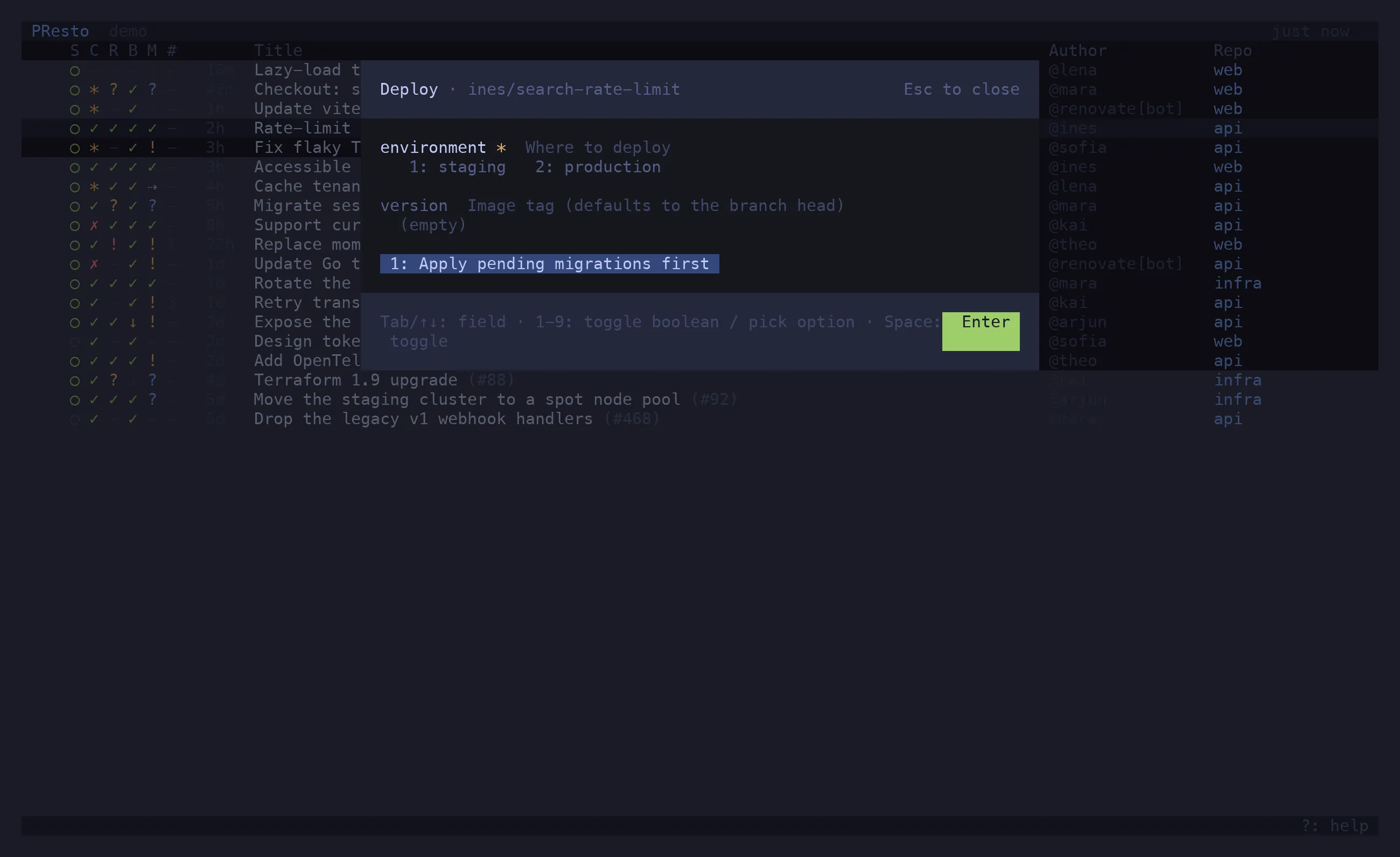 The trigger-workflow dialog
