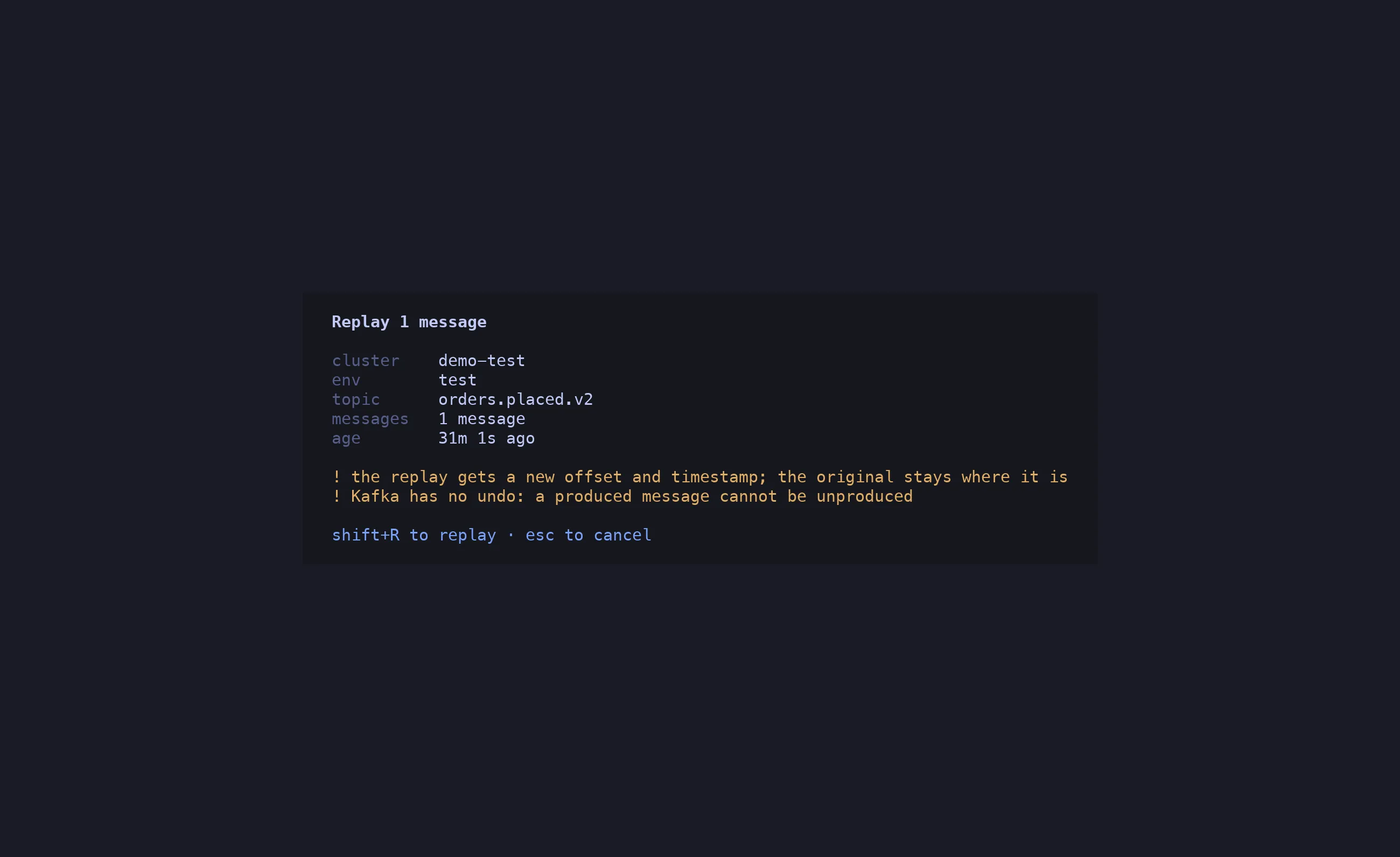 The replay confirm dialog